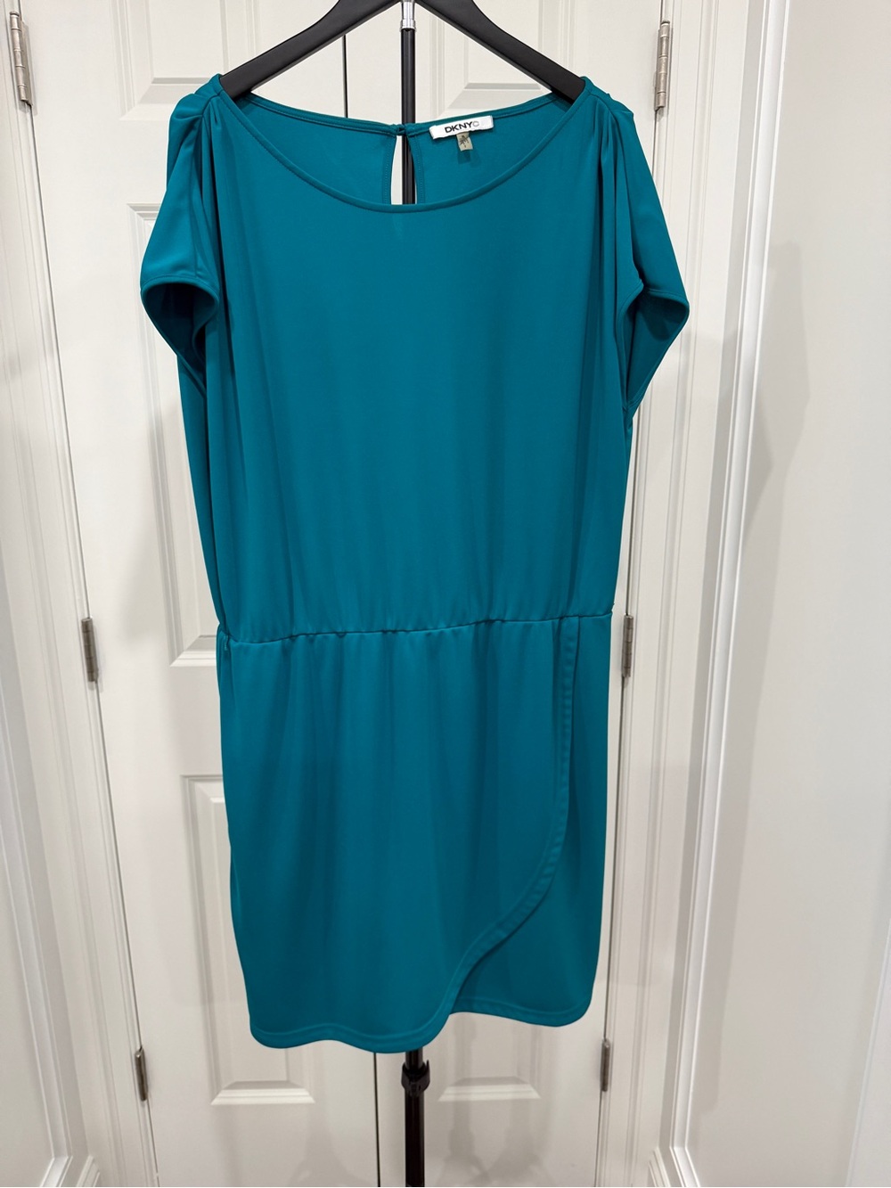 DKNY Teal Short Sleeve Shift Dress